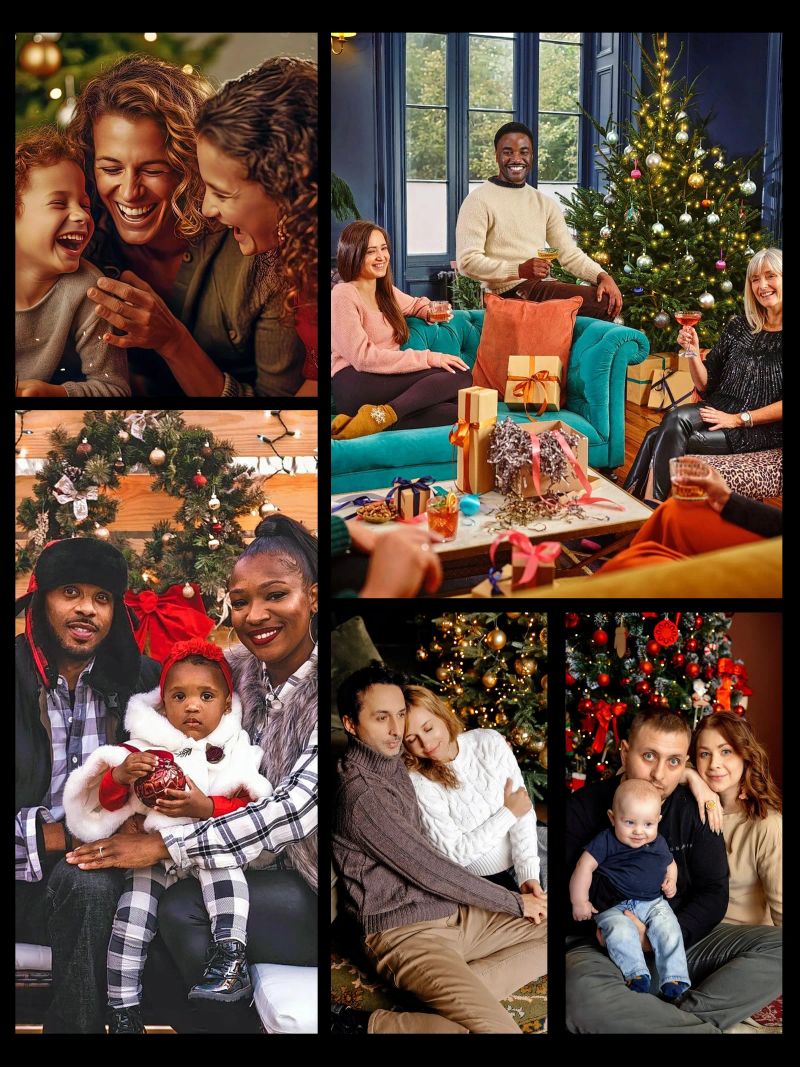 Gepersonaliseerde kerst fotocollage op maat 5 poster met kunststof frame van Shark Printables