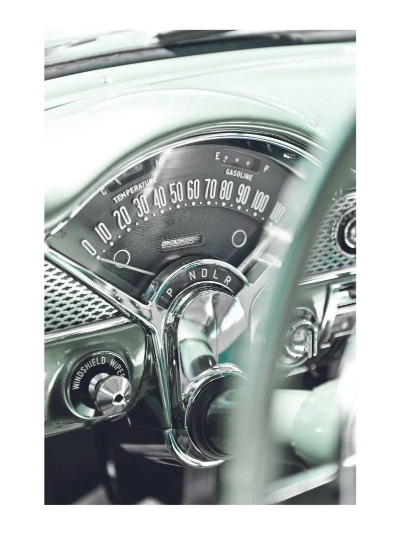 Cruscotto retrò - Arte dell'auto d'epoca tela con Cornice a cassetta da Whole©