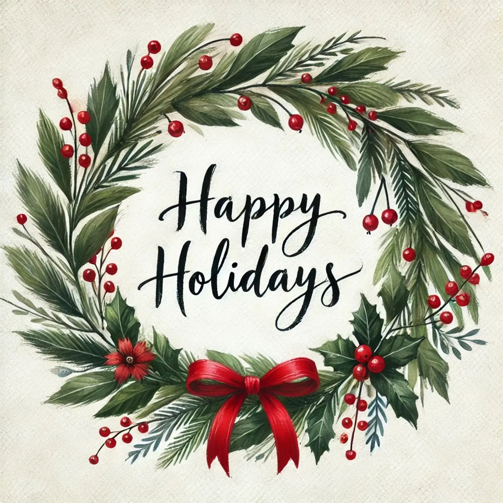 Weihnachtskranz mit "Happy Holidays" Hahnemühle von Christmas Shop