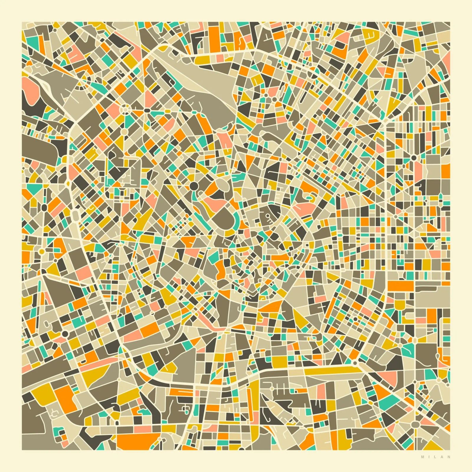 Milan Map poster de Jazzberry Blue