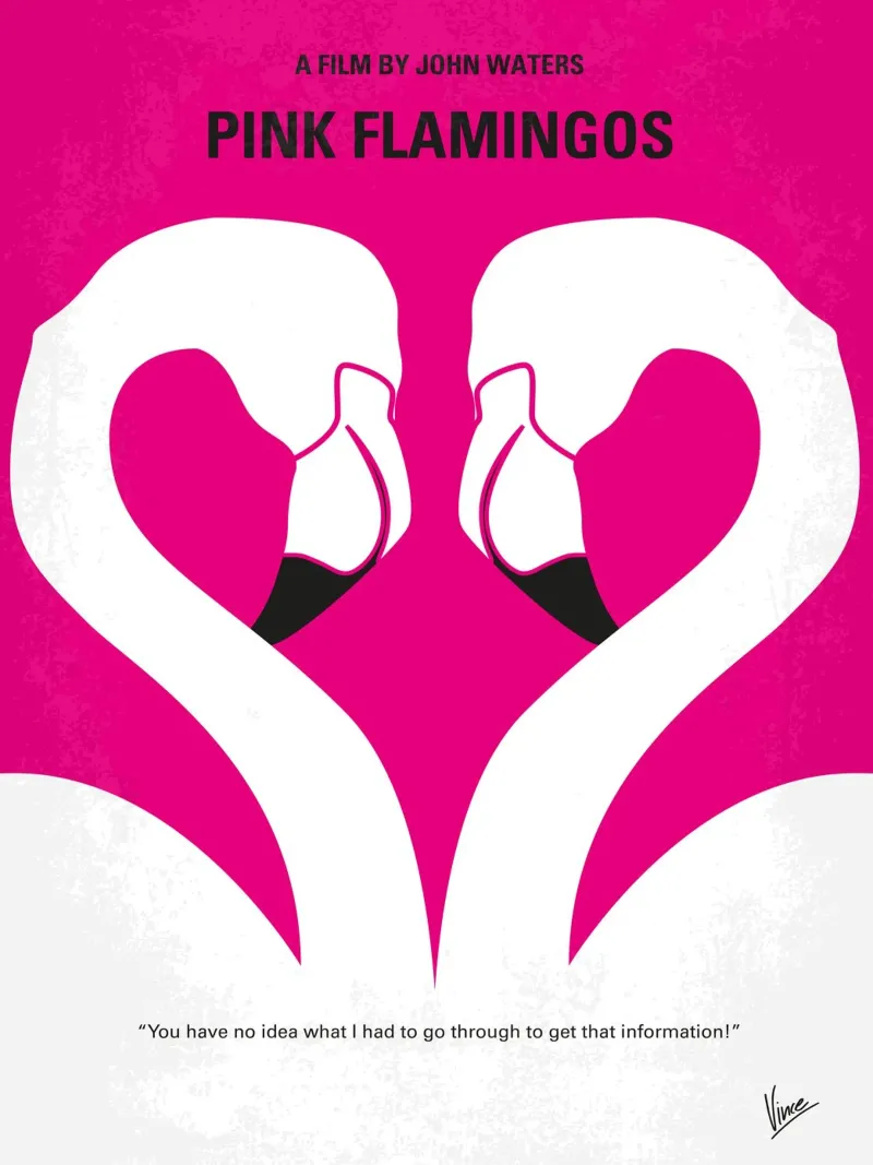 No142 My PINK FLAMINGOS minimal movie poster poster con telaio in alluminio da Chungkong