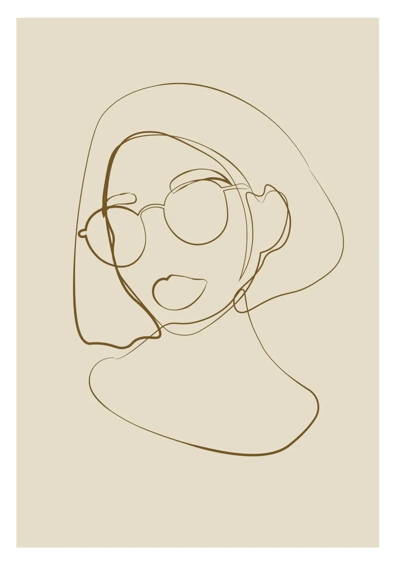 Ritratto femminile Line Art tela da NKTN Design