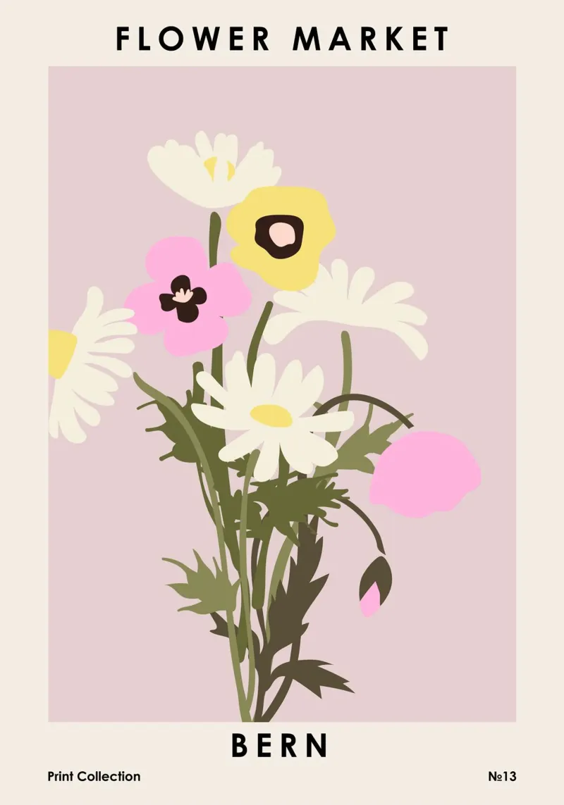 Mercato dei fiori di Berna carta hahnemühle da NKTN Design