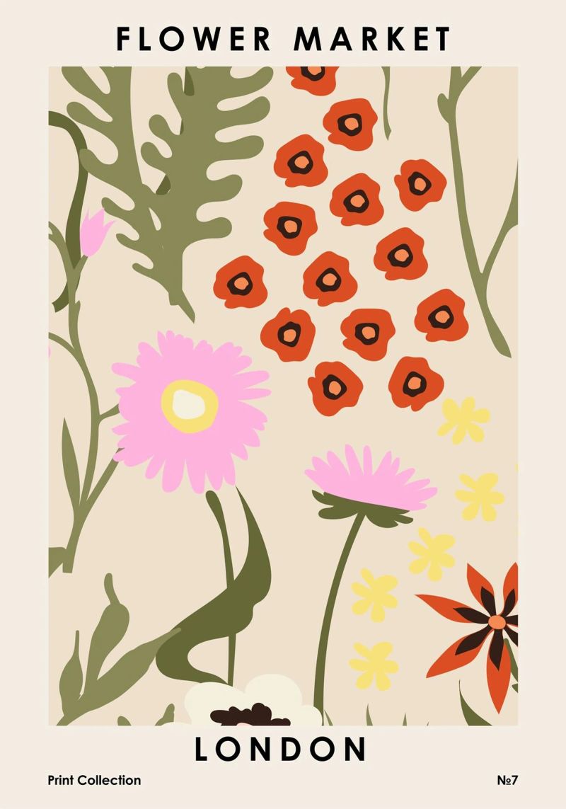 Bloemenmarkt Londen poster van NKTN Design
