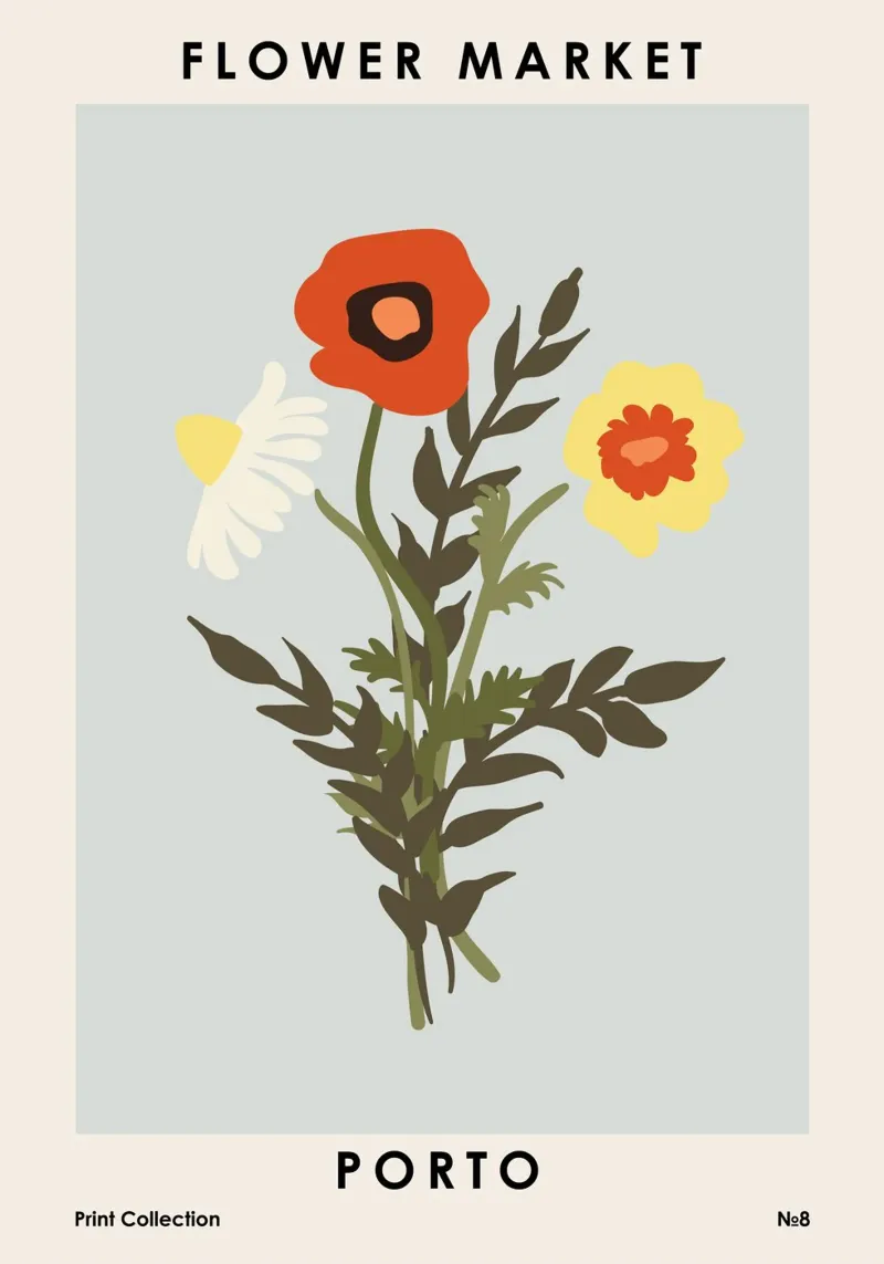 Mercato dei fiori di Porto poster da NKTN Design