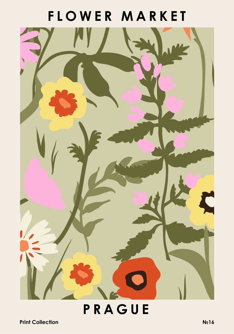 Bloemenmarkt Praag poster van NKTN Design