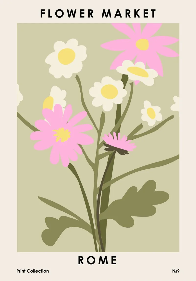 Mercato dei fiori Roma poster con telaio in alluminio da NKTN Design