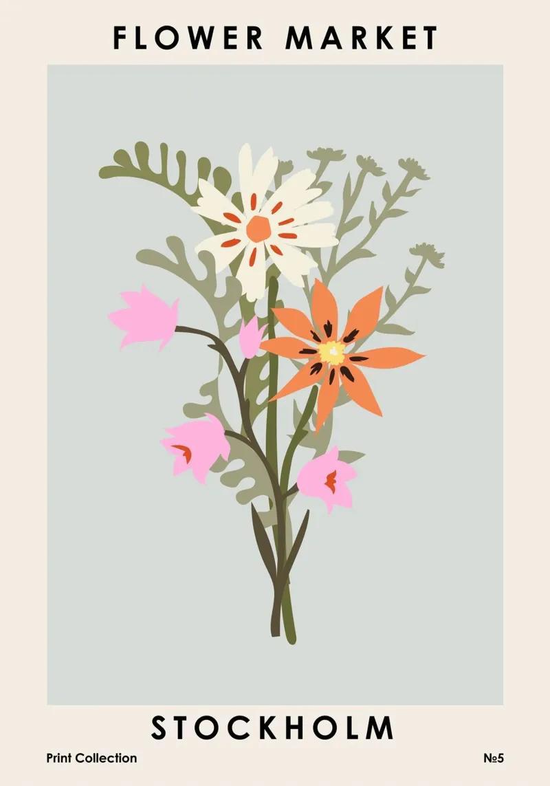 Mercato dei fiori di Stoccolma poster da NKTN Design