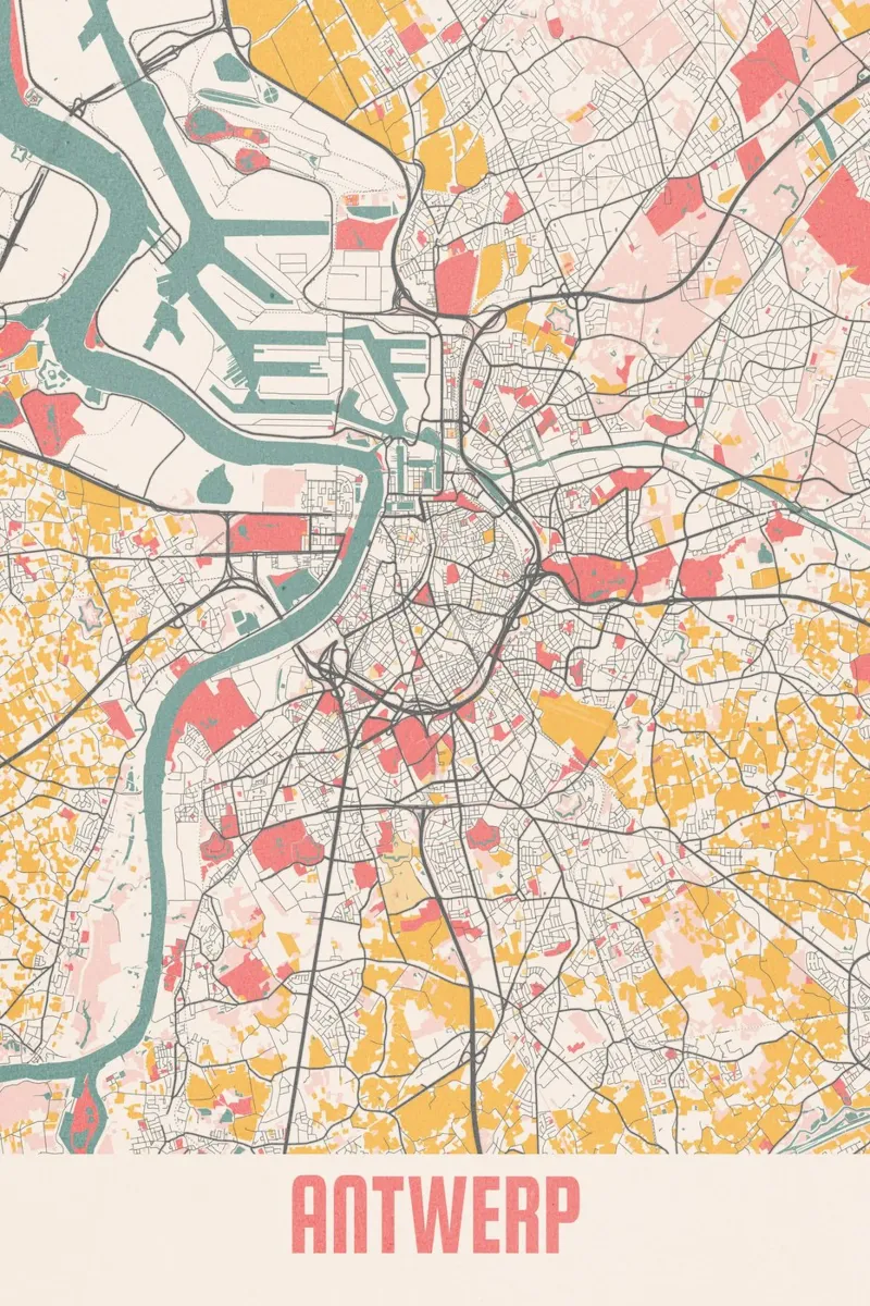 Antwerp City Map - Stylish Art Print | FineArt Print hahnemühle by MOOODZART