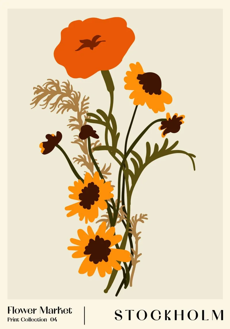 Mercado de las flores. Estocolmo lienzo con Marco flotante de NKTN Design