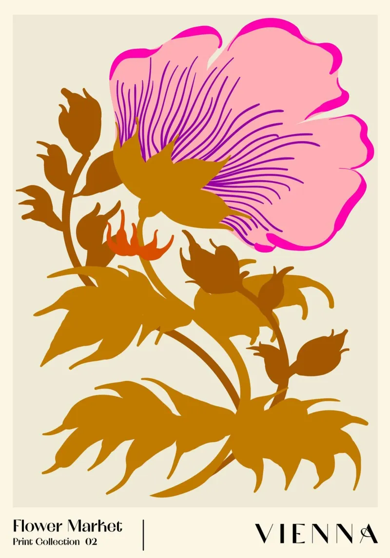 Bloemenmarkt. Wenen poster met houten frame van NKTN Design