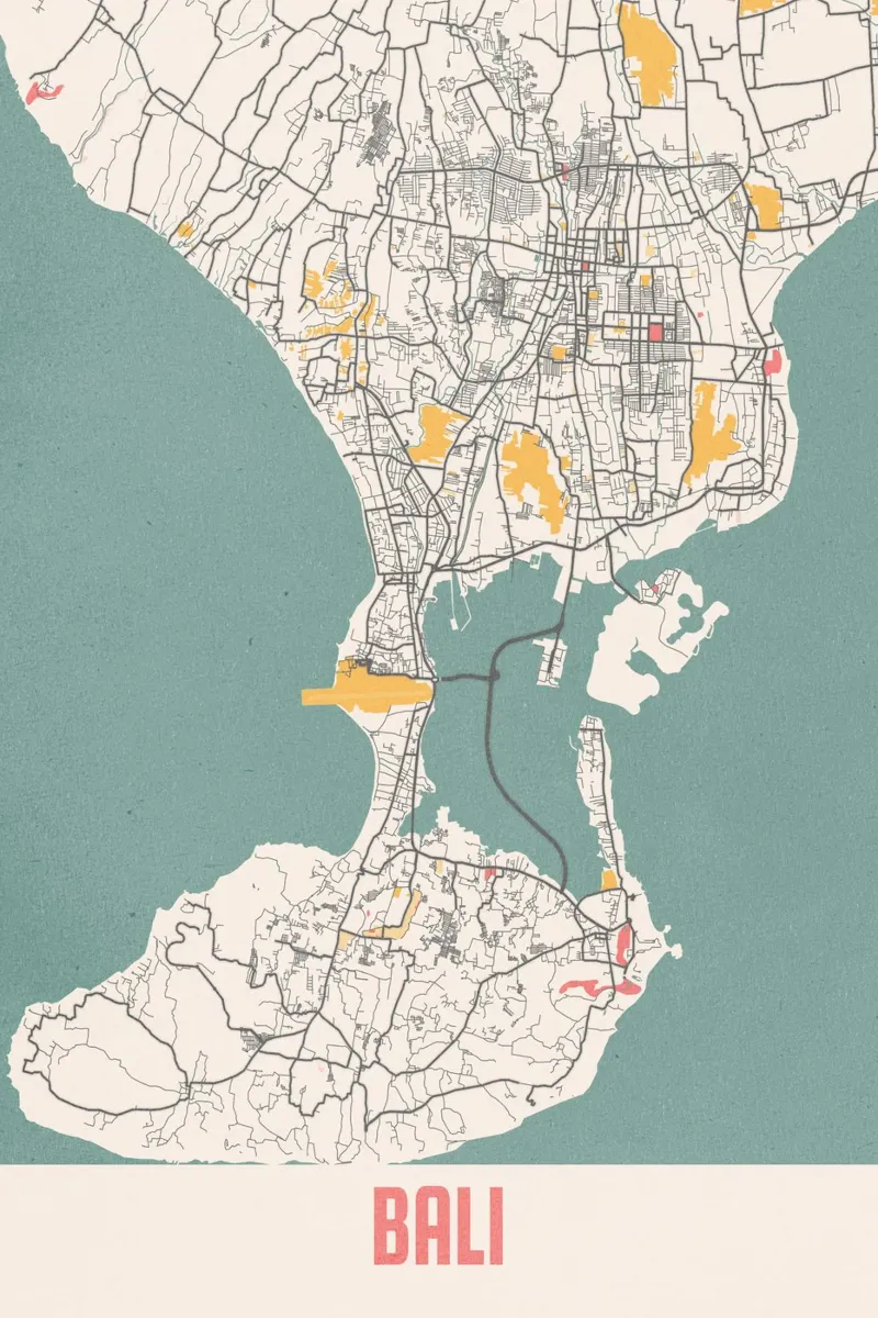 Bali Island Map - Stylish Art Print | FineArt Print hahnemühle by MOOODZART