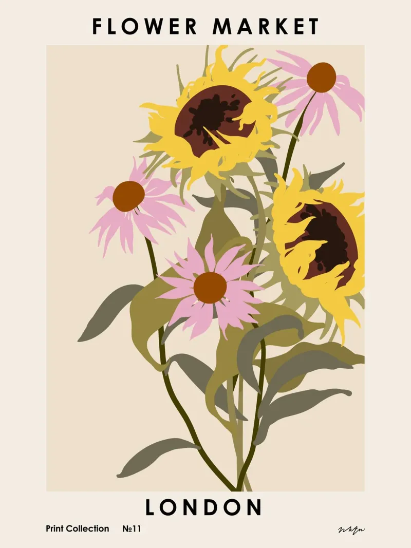 Mercato dei fiori. Londra poster con telaio in plastica da NKTN Design