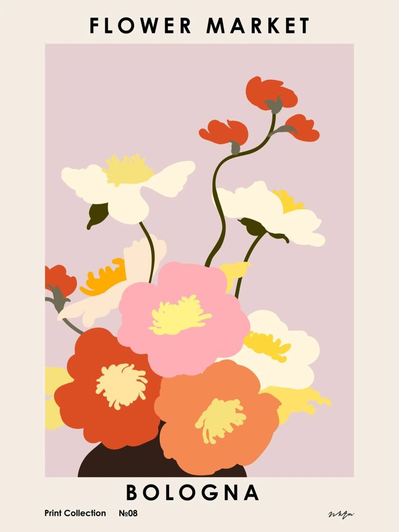 Bloemenmarkt. Bologna poster van NKTN Design