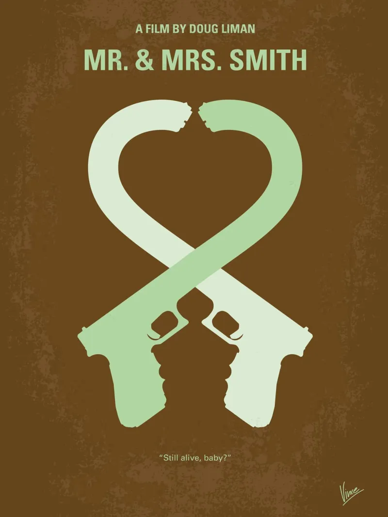 No187 My Mr. and Mrs. Smith minimal movie poster canvas met Baklijst van Chungkong