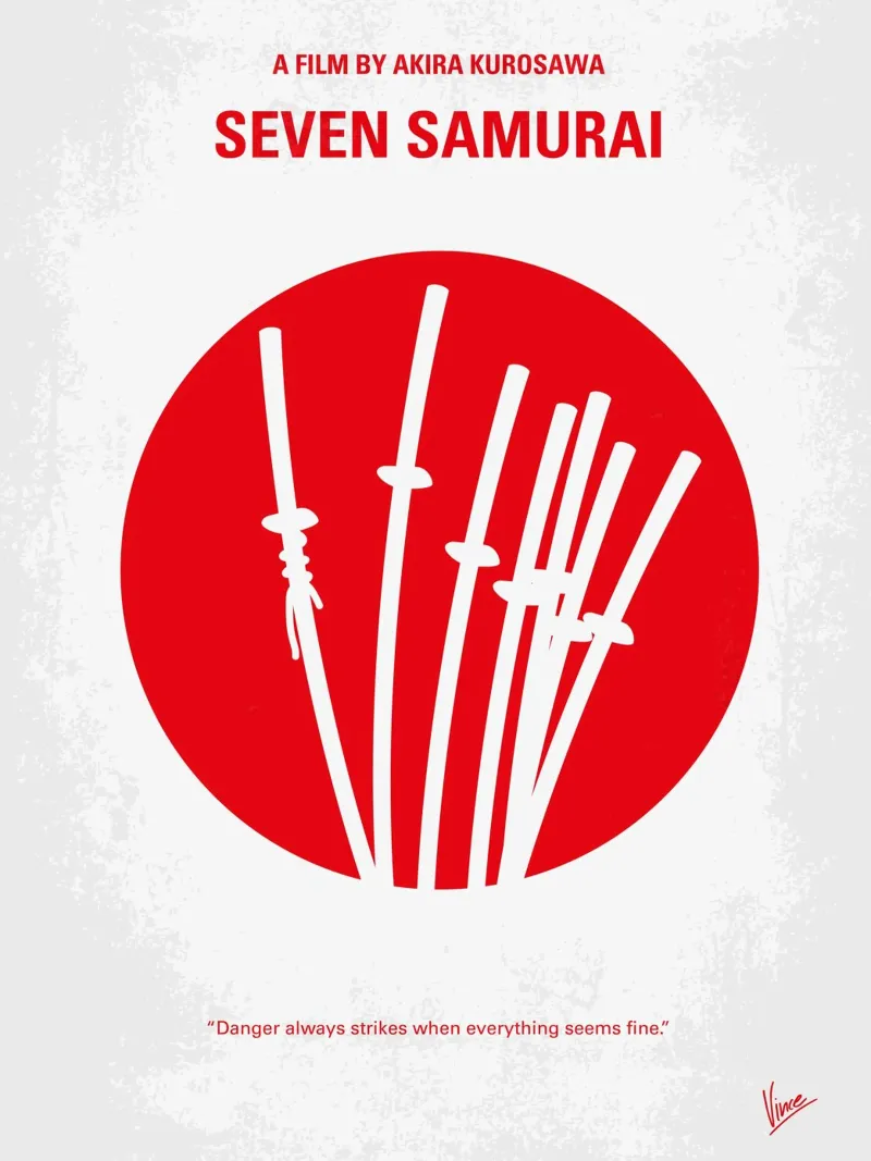 No200 My The Seven Samurai minimal movie poster poster con telaio in alluminio da Chungkong
