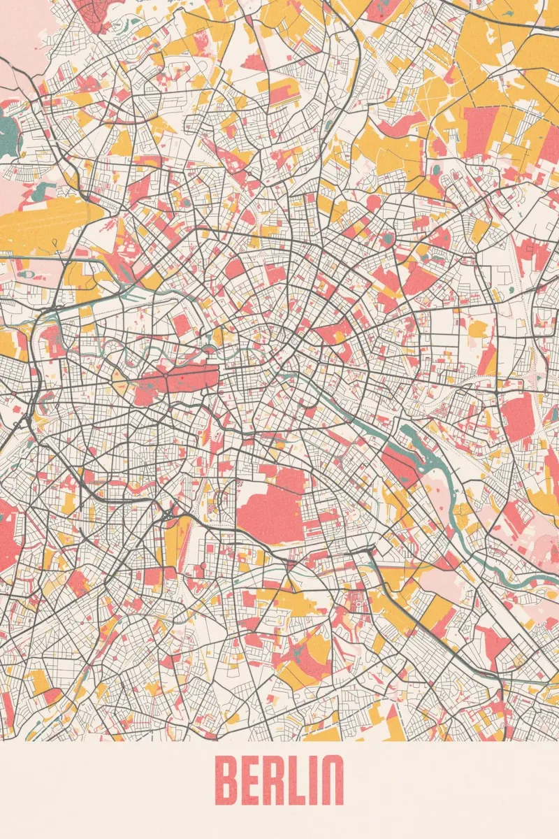 Berlin City Map - Stylish Art Print | FineArt Print canvas by MOOODZART