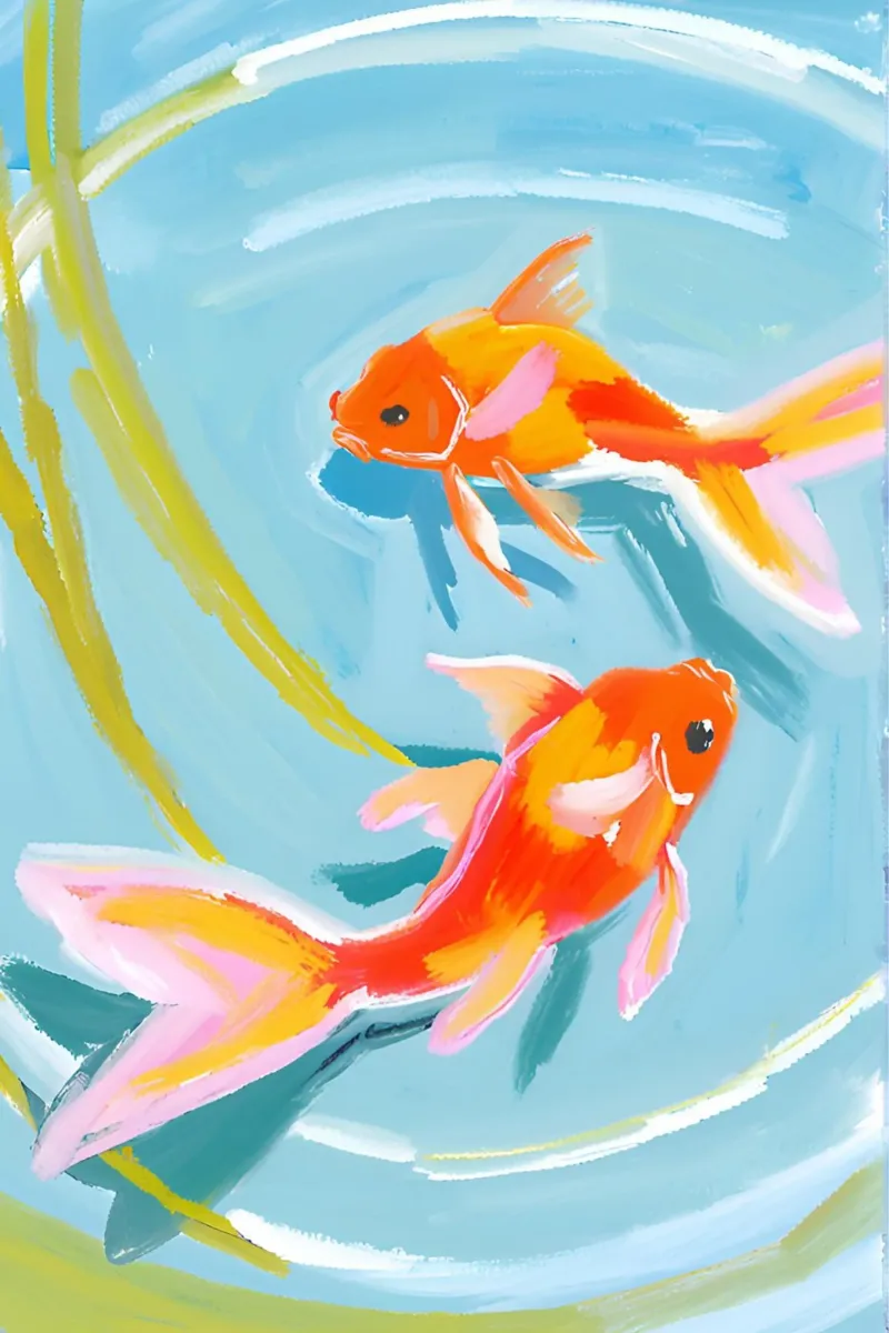 Zwei Fische im Teich poster da Ohkimiko