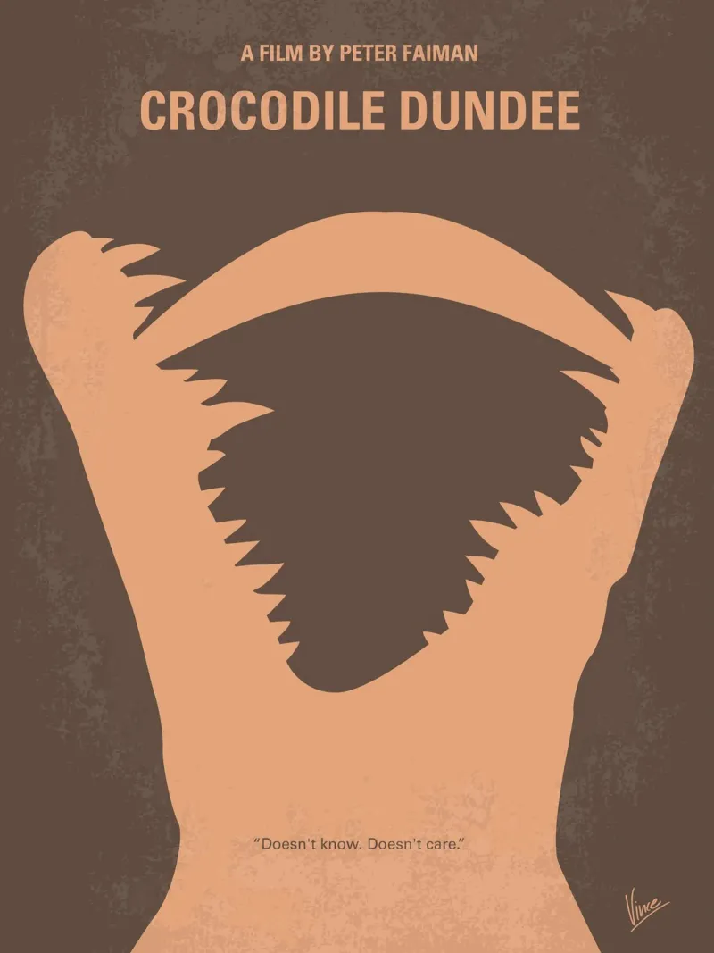 No210 My Crocodile Dundee minimal movie poster carta hahnemühle da Chungkong
