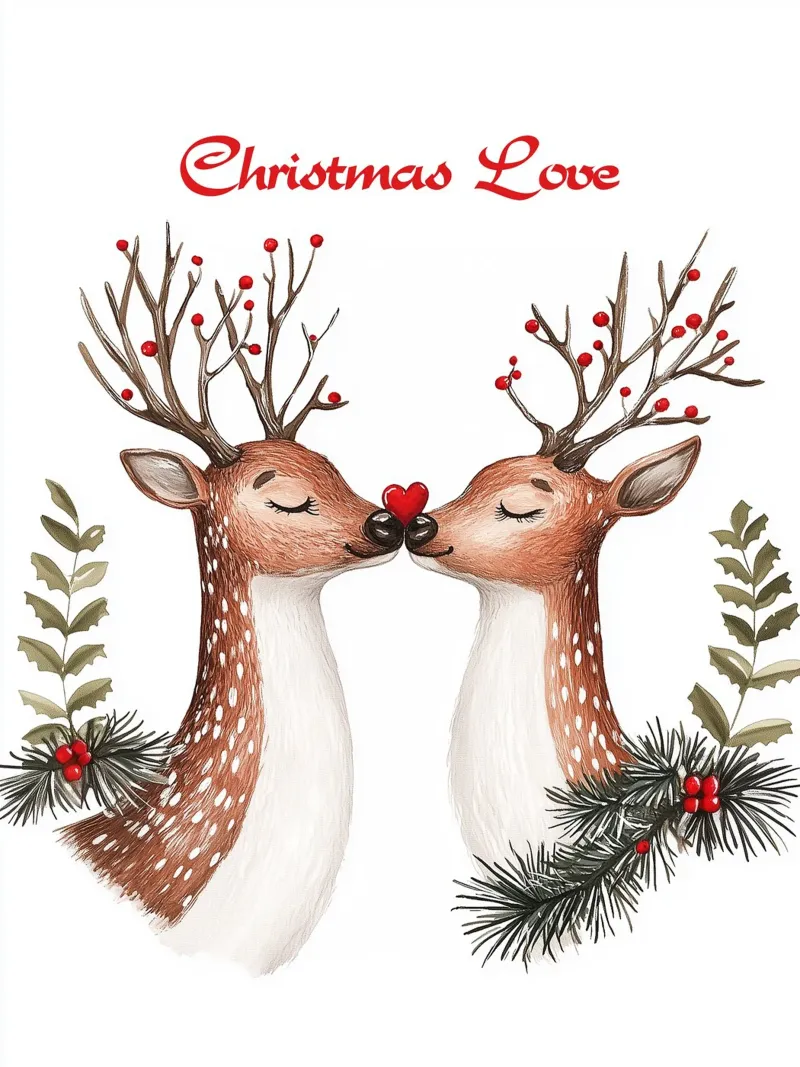 Reindeer Christmas love poster with plastic frame by Carinaprint