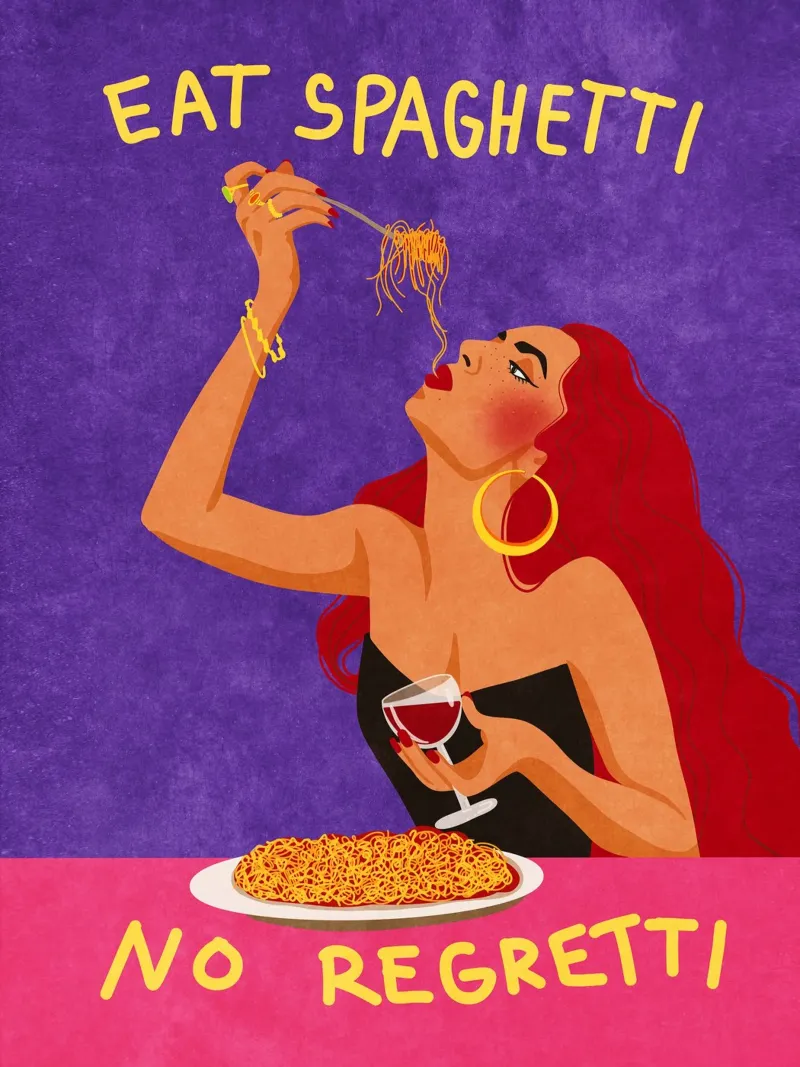 Eat spaghetti no regretti carta hahnemühle da Raissa Oltmanns