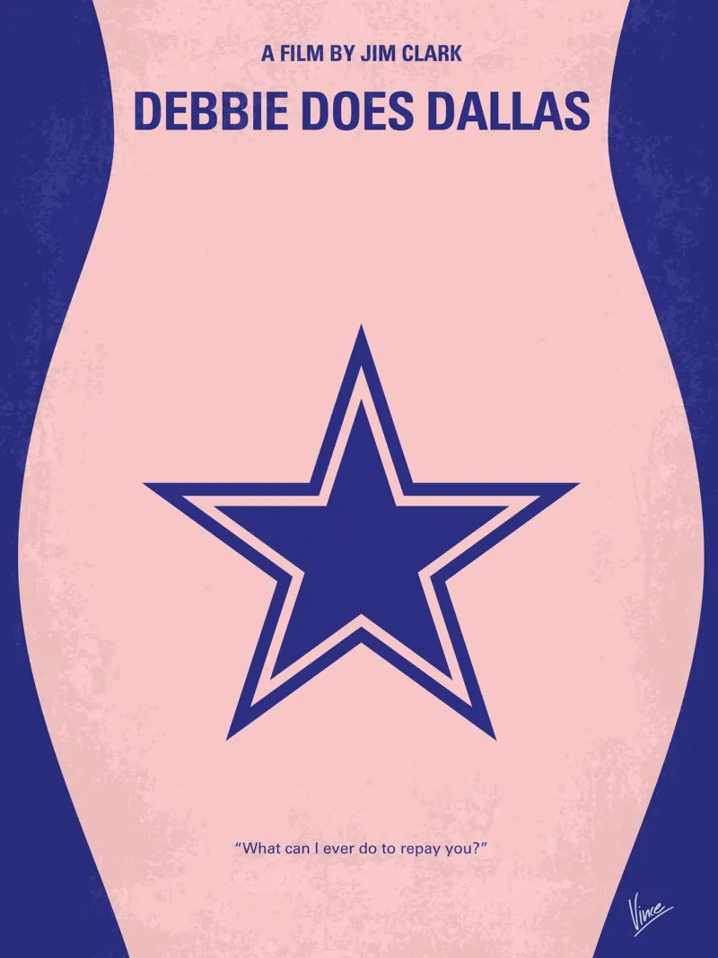 No302 My DEBBIE DOES DALLAS minimal movie poster carta hahnemühle da Chungkong