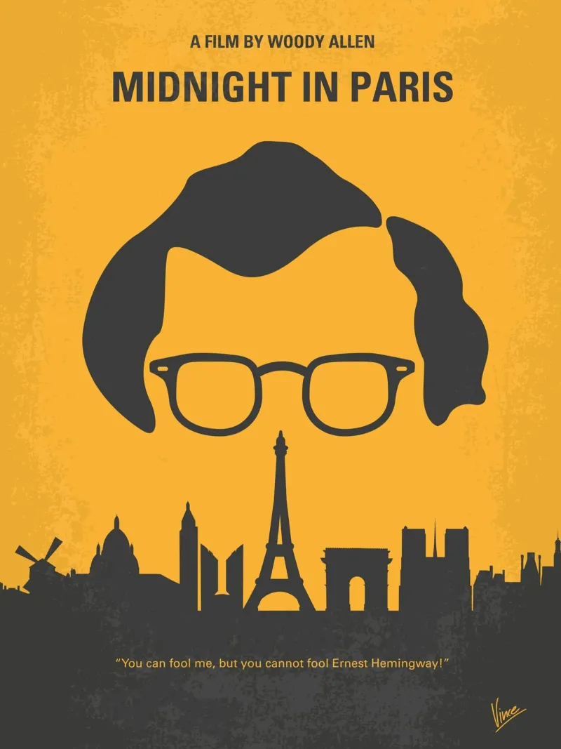 No312 My Midnight in Paris minimal movie poster poster con telaio in alluminio da Chungkong