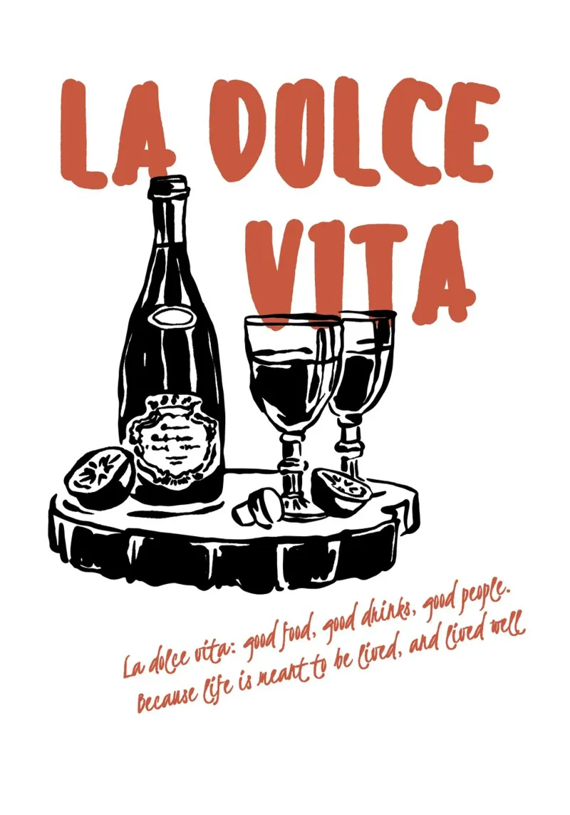 Boho Vacation 5 La Dolce Vita poster con telaio in plastica da Boho Print Collection