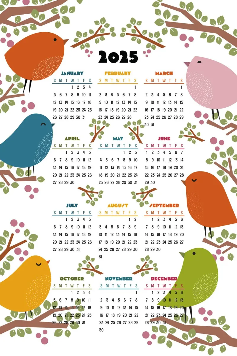 Calendar 2025 - Bird in the tree - English version hahnemühle by 2fevrierArtStudio