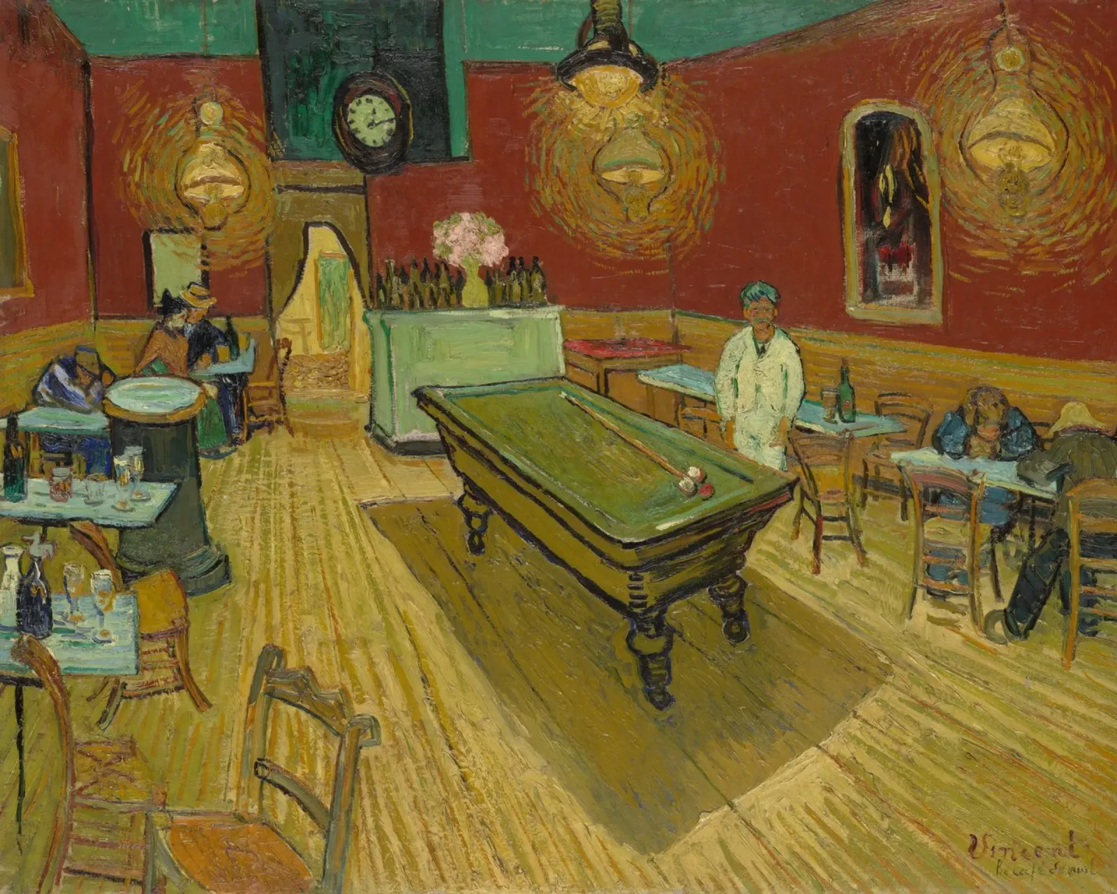Vincent van Gogh - Il caffè notturno poster con telaio in legno da Timeless Artworks