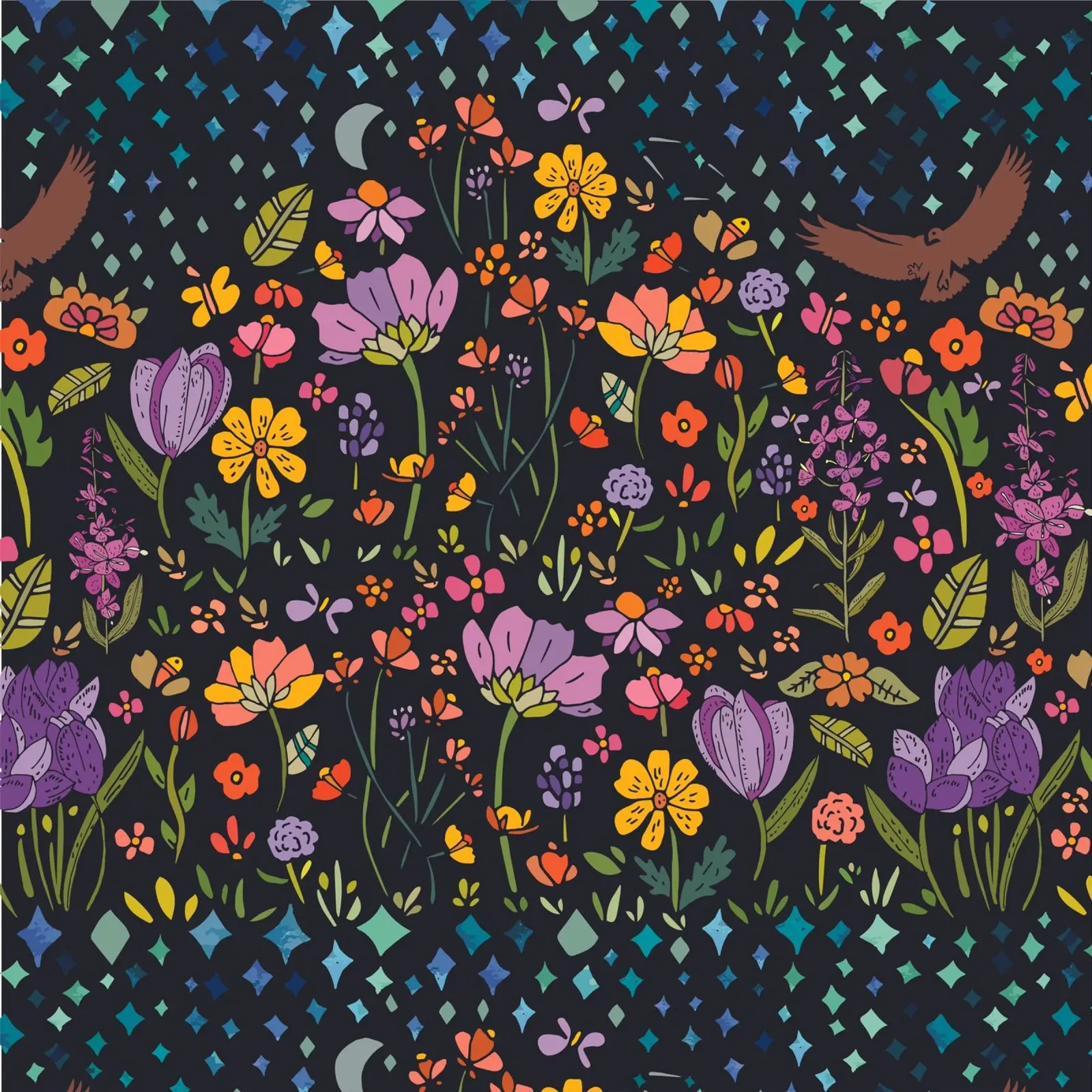 Whimsical Forest Night poster con telaio in plastica da Pom Graphic Design