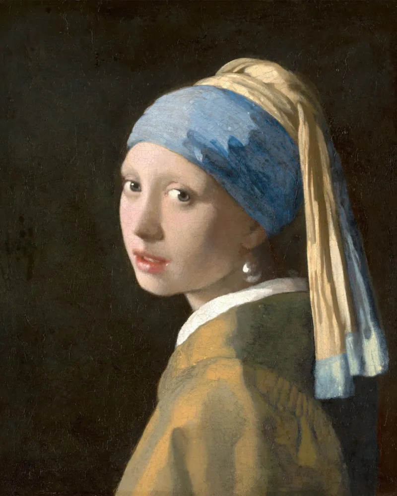 Johannes Vermeer - La ragazza con l'orecchino di perla poster con telaio in alluminio da William Store