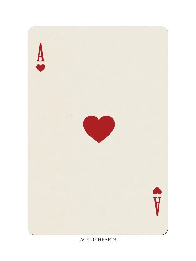 ASSO DI CUORI ILLUSTRAZIONE DI POKER RETRÒ poster con telaio in legno da Honeymoon Hotel