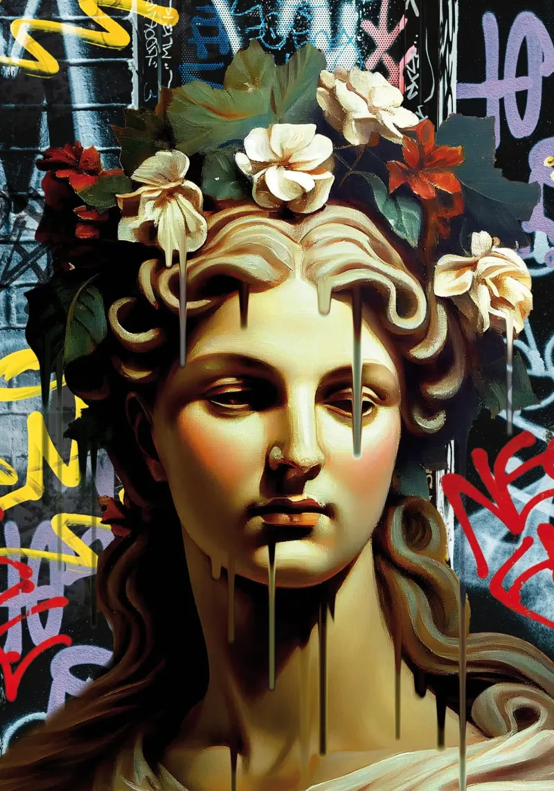 Vandal Pietà poster con telaio in alluminio da Dikhotomy