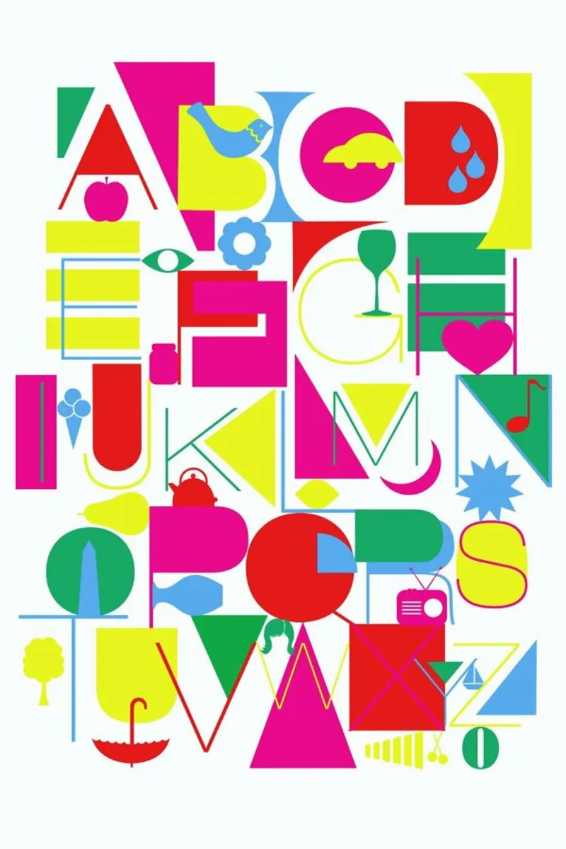 Eyecandy Alphabet poster with aluminum frame by Catherine Aguilar