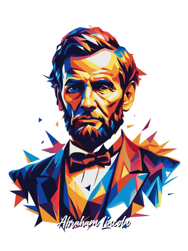 Abraham Lincoln in WPAP Pop Art pellicola backlit da vectorartnesia