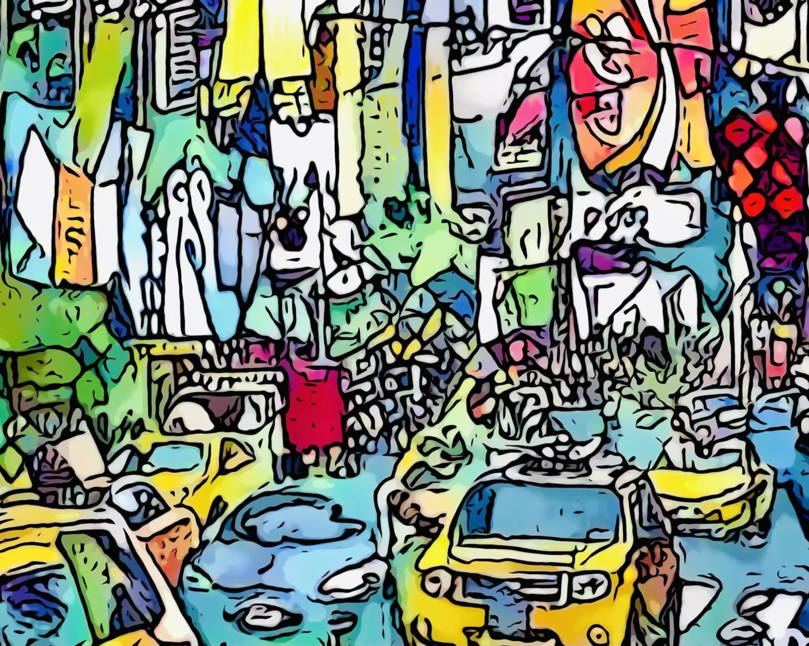 Big Apple, Motiv 7 canvas met Baklijst van ZAMART - PopArt