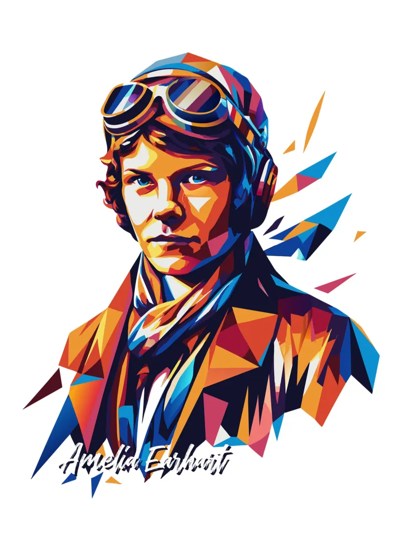 Amelia Earhart WPAP Pop Art pellicola backlit da vectorartnesia