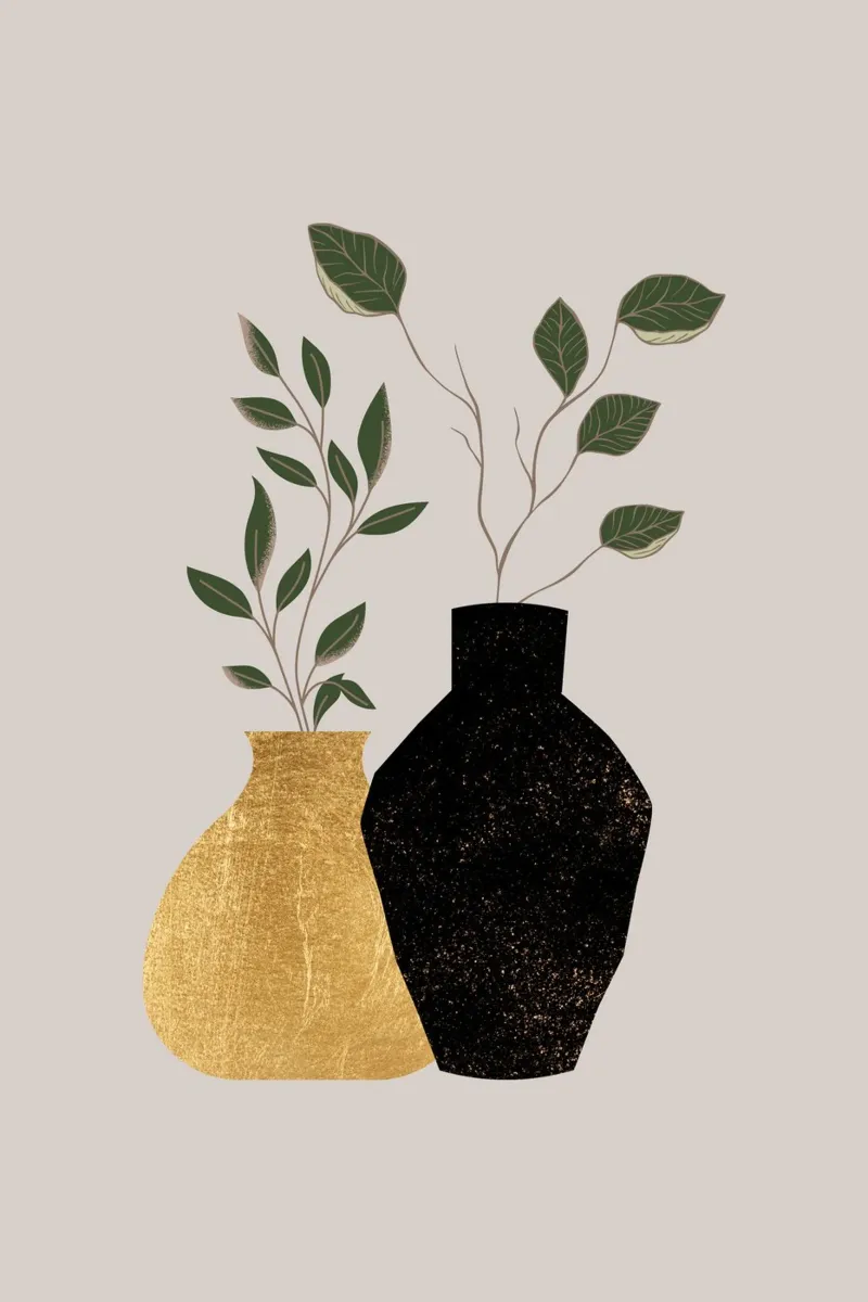 Vaso e Verdure poster con telaio in legno da DesignArt