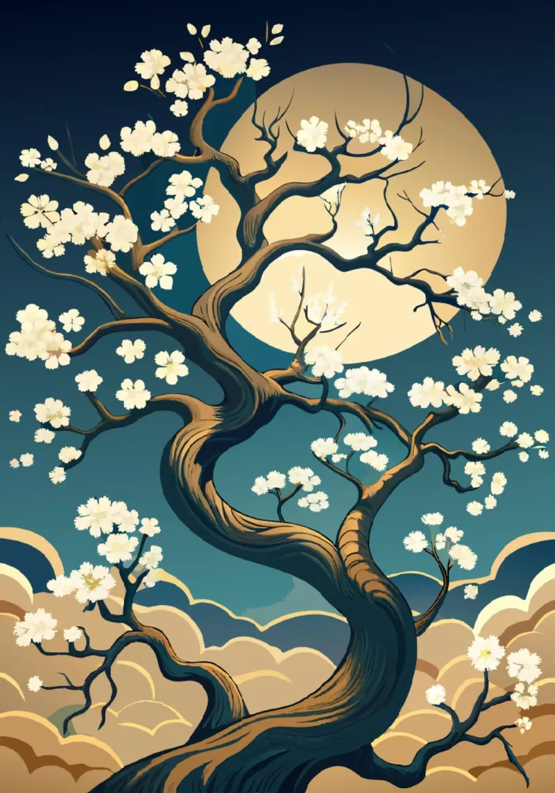 Fiore di luna: Un tranquillo arazzo di natura pellicola backlit da Artistic-shop