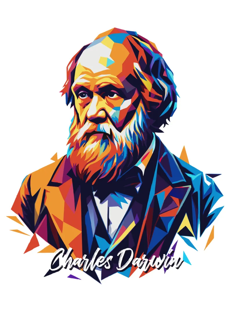 Charles Darwin in WPAP Pop Art hahnemühle van vectorartnesia