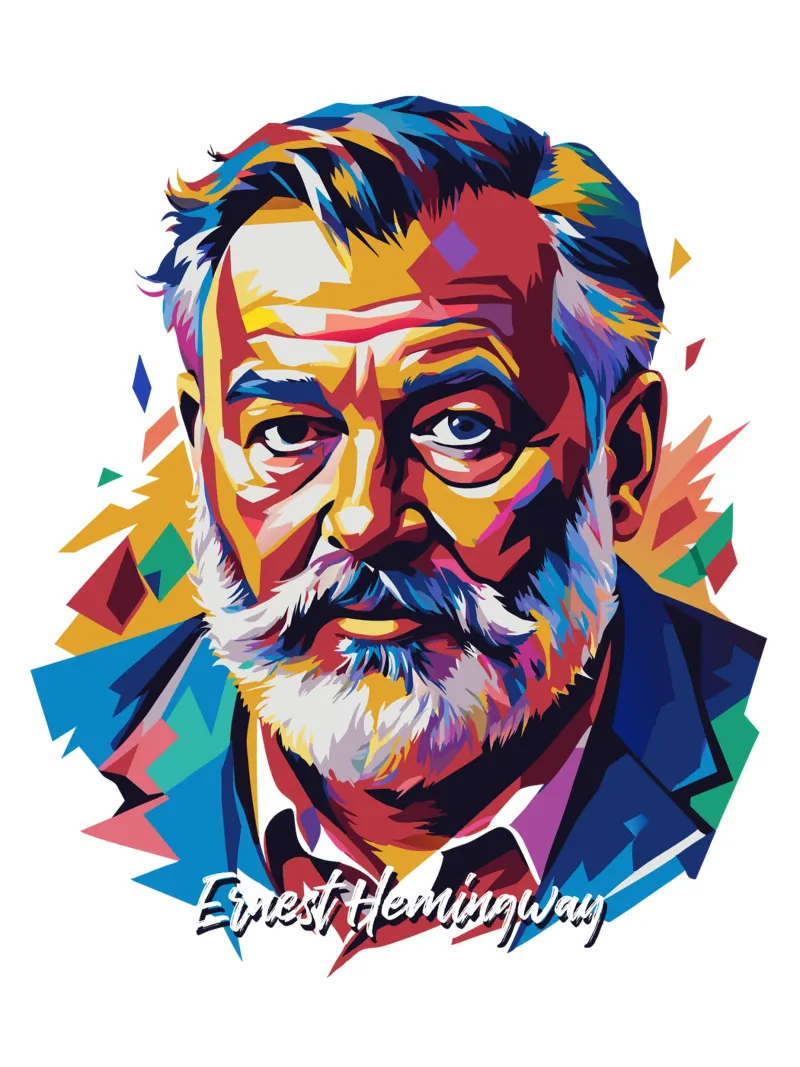 Ernest Hemingway in WPAP Pop Art backlit film by vectorartnesia