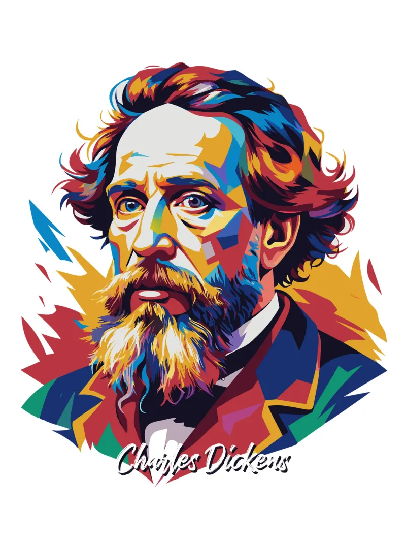 Charles Dickens in WPAP Pop Art carta hahnemühle da vectorartnesia