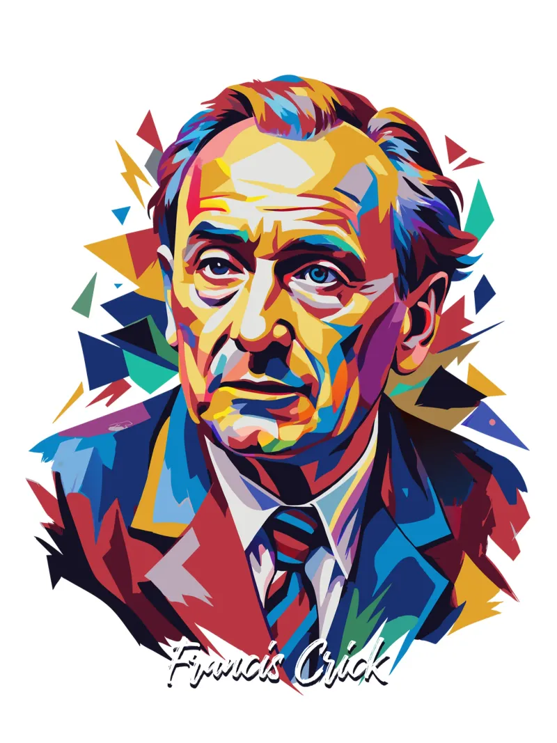 Francis Crick in WPAP Pop Art pellicola backlit da vectorartnesia