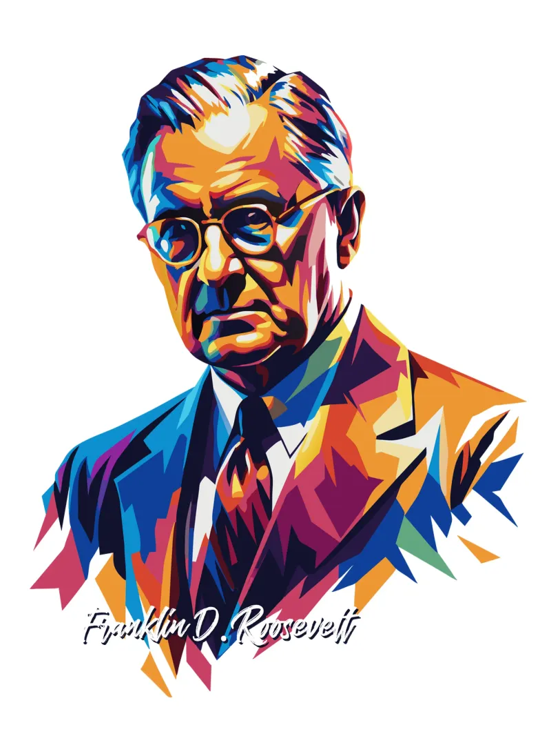 Franklin D. Roosevelt in WPAP Pop ARt pellicola backlit da vectorartnesia