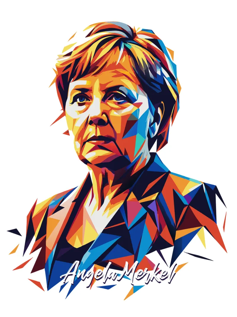 Angela Merkel WPAP Pop ARt pellicola backlit da vectorartnesia