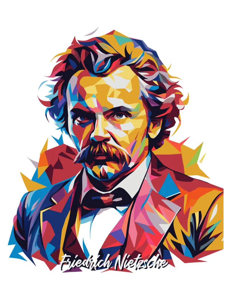 Friedrich Nietzsche WPAP Pop Art pellicola backlit da vectorartnesia