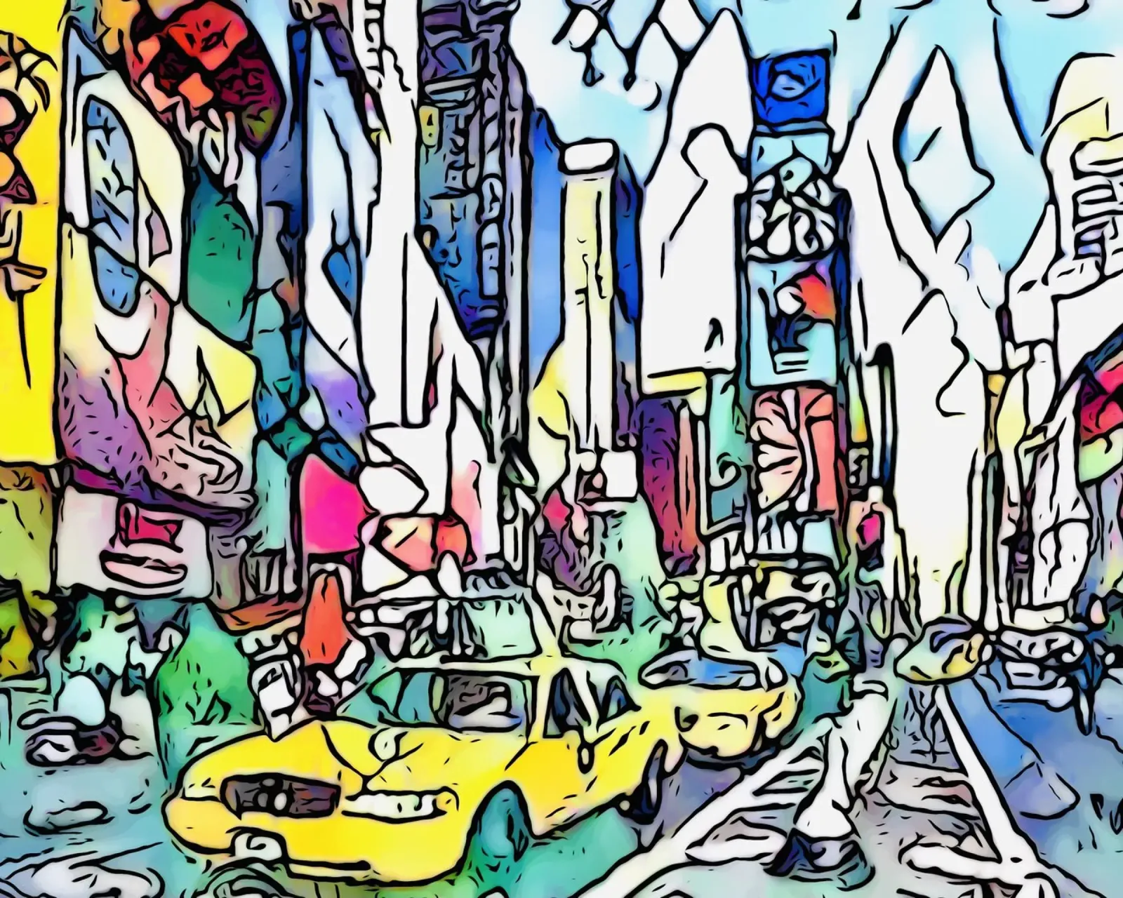 Big Apple, Motiv 4 canvas met Baklijst van ZAMART - PopArt