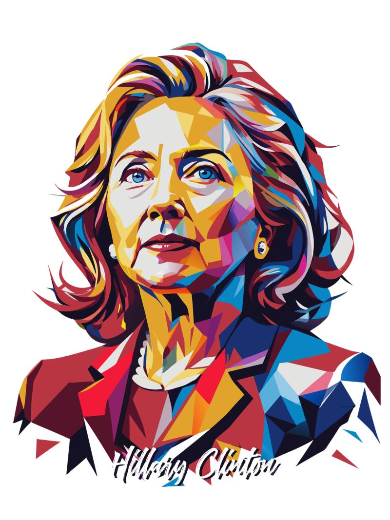 Hillary Clinton in WPAP Pop Art pellicola backlit da vectorartnesia