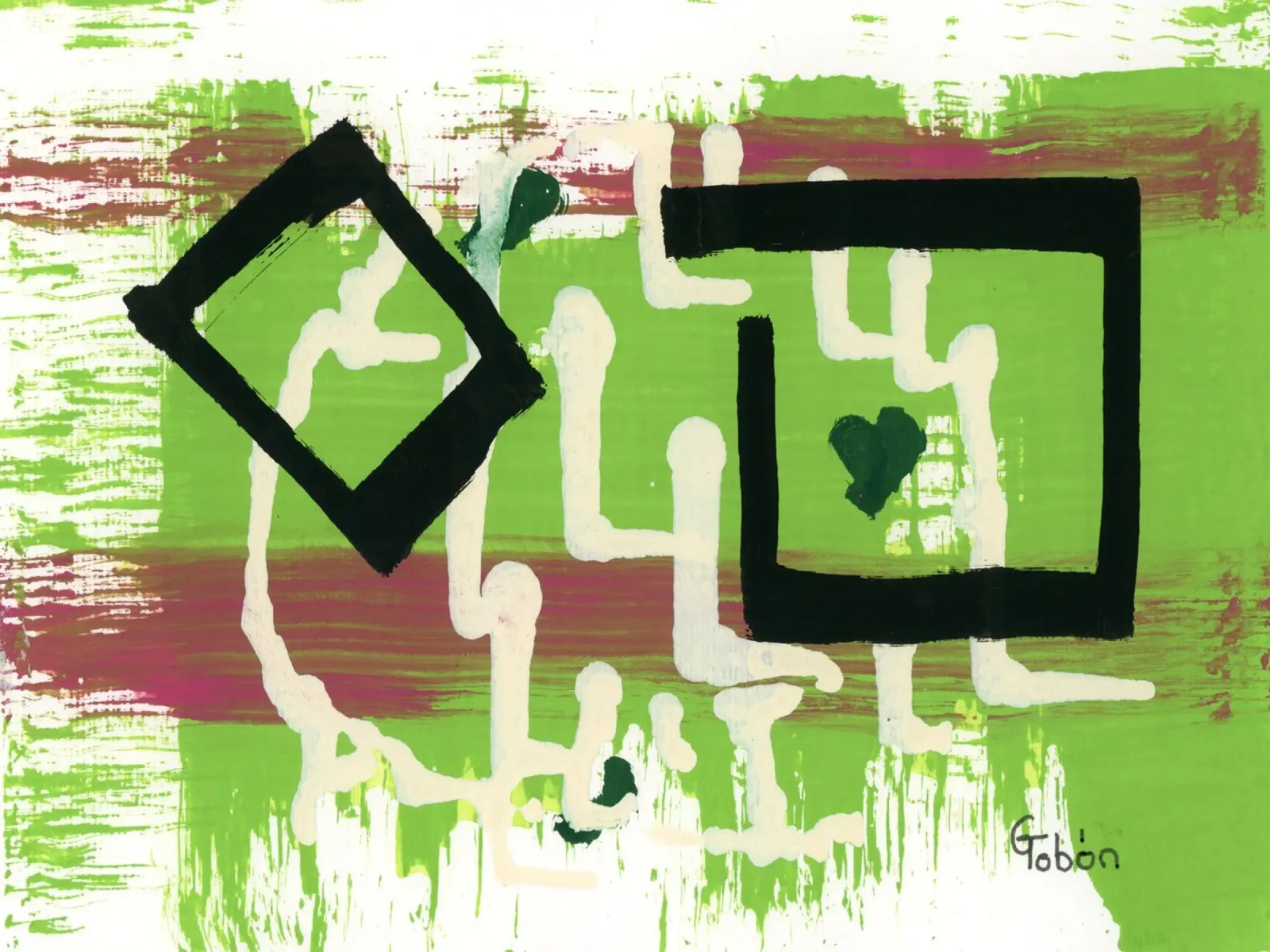 Cuore verde poster con telaio in alluminio da gtobonart